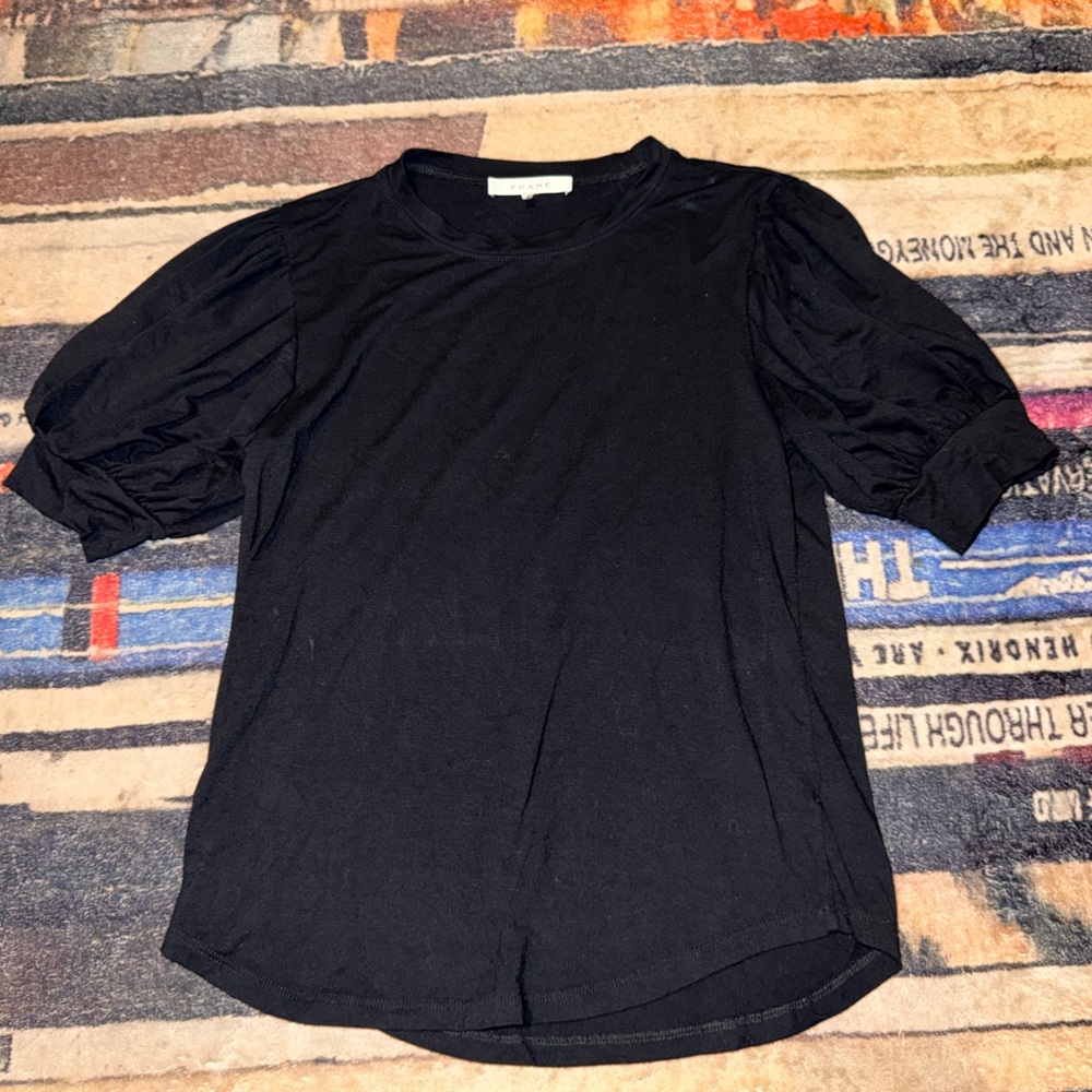 Frame Frankie Black Puff Sleeve shirt small